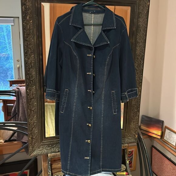 No Brand Plus size Dress 3/4 sleeve stretch denim button down belt pockets 1X - Picture 13 of 17